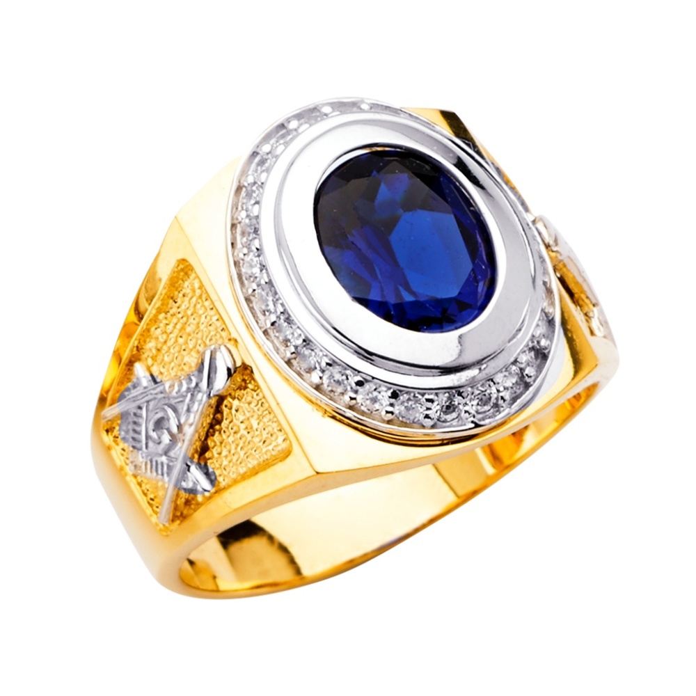 14K Yellow Gold CZ Men's Ring